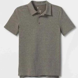 All In Motion Boys Short Sleeve Core Golf Polo Shirt Heathered Black XL (16) NWT